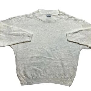 Vintage Classic Essentials Sweater Womens 24W White Pullover Embroidered